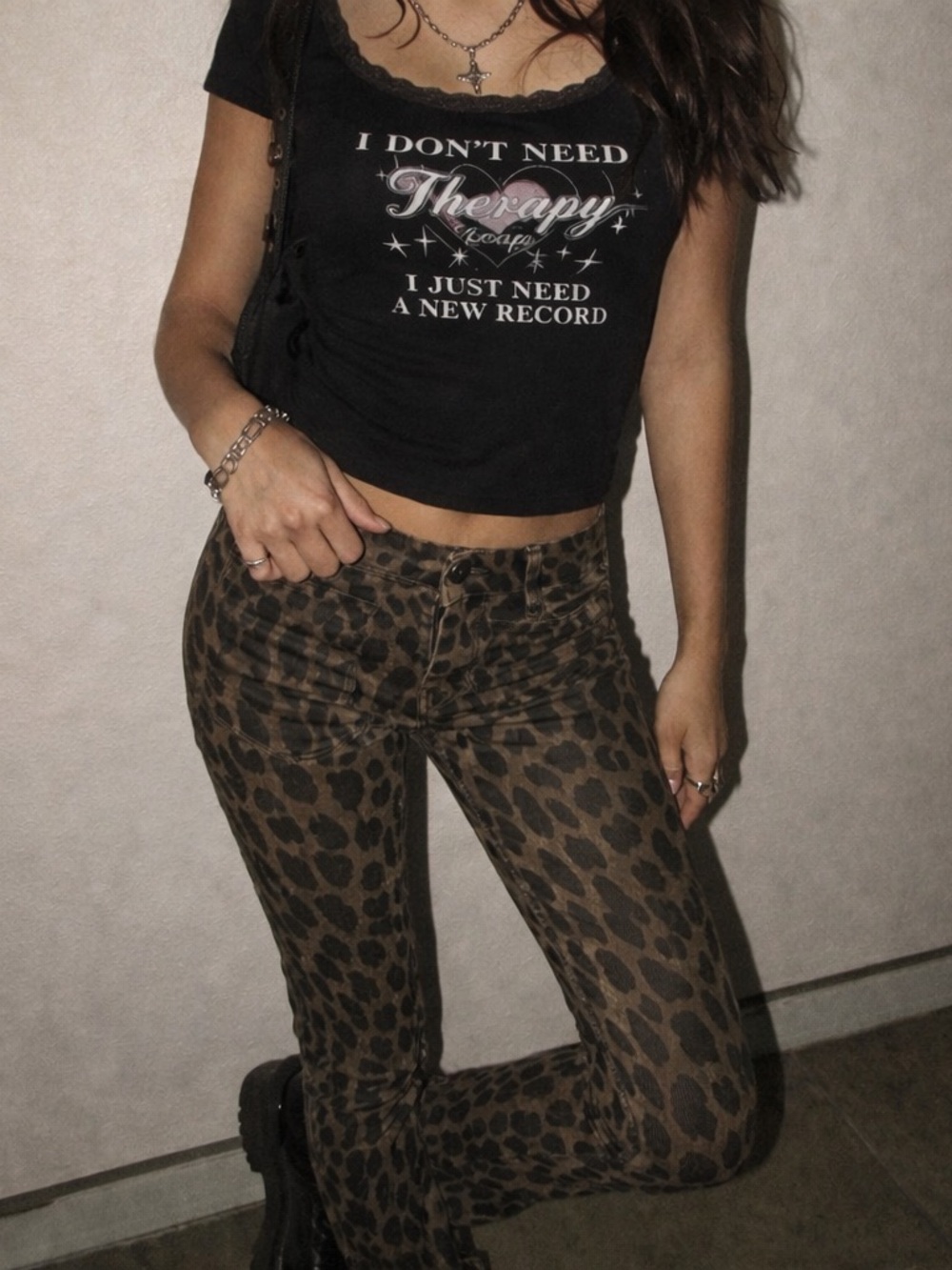 PacSun Leopard Print Skinny Jeans Y2K Indie Grunge Mid Rise Size 25